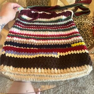 Multicolor Striped Crochet Bag